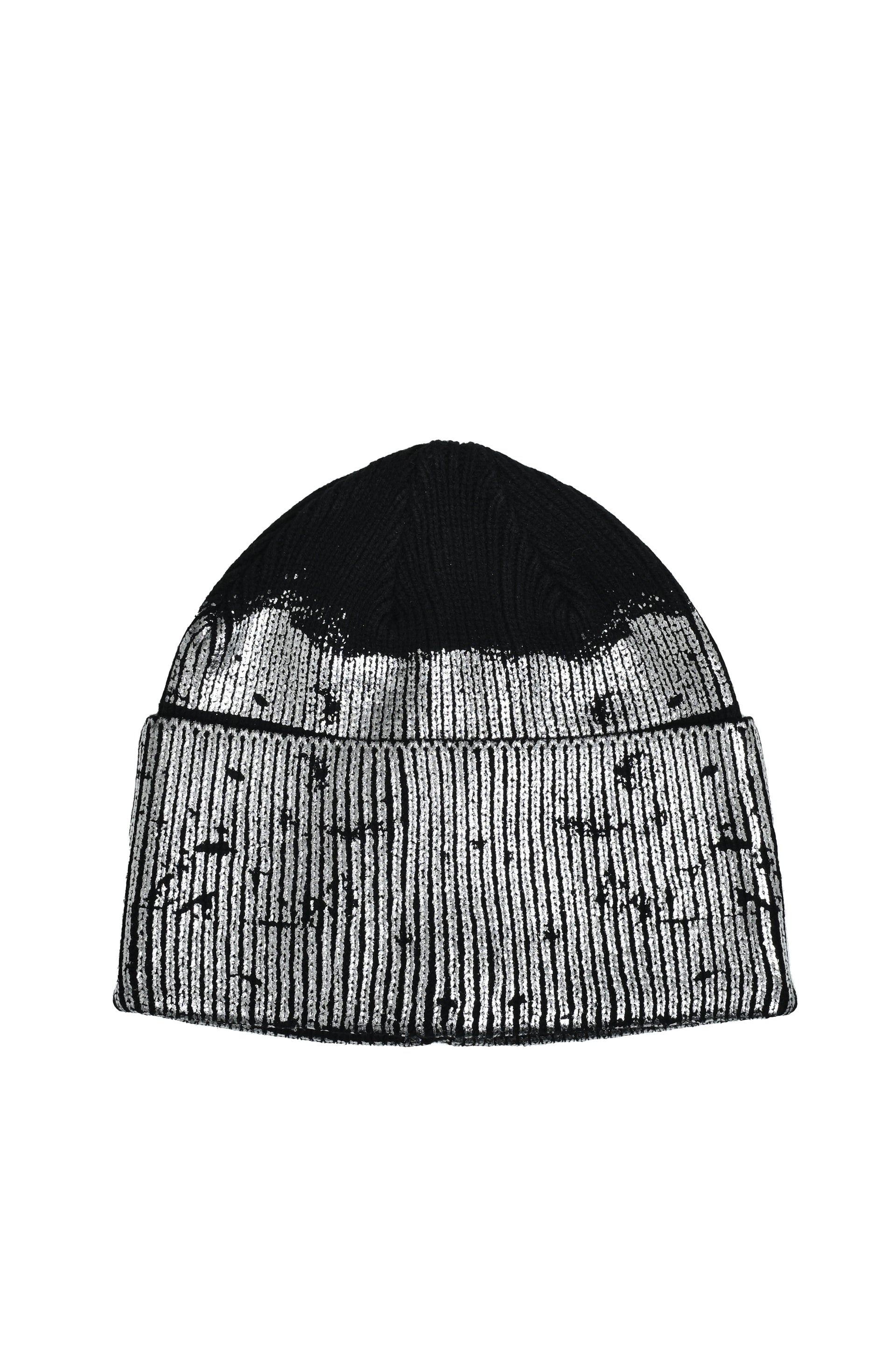FOIL PRINT KNIT CAP / BLK