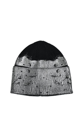 FOIL PRINT KNIT CAP / BLACK