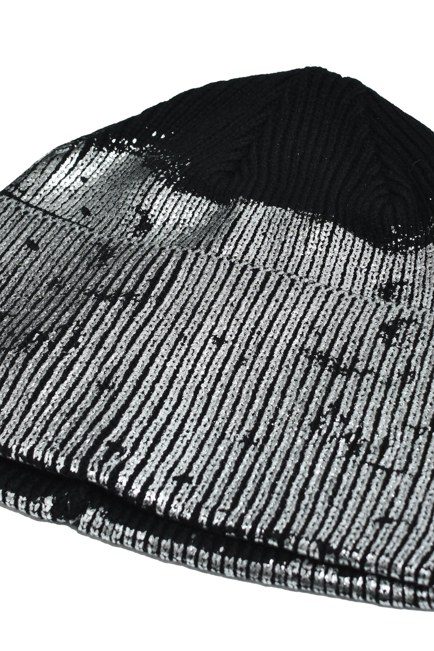 FOIL PRINT KNIT CAP / BLACK