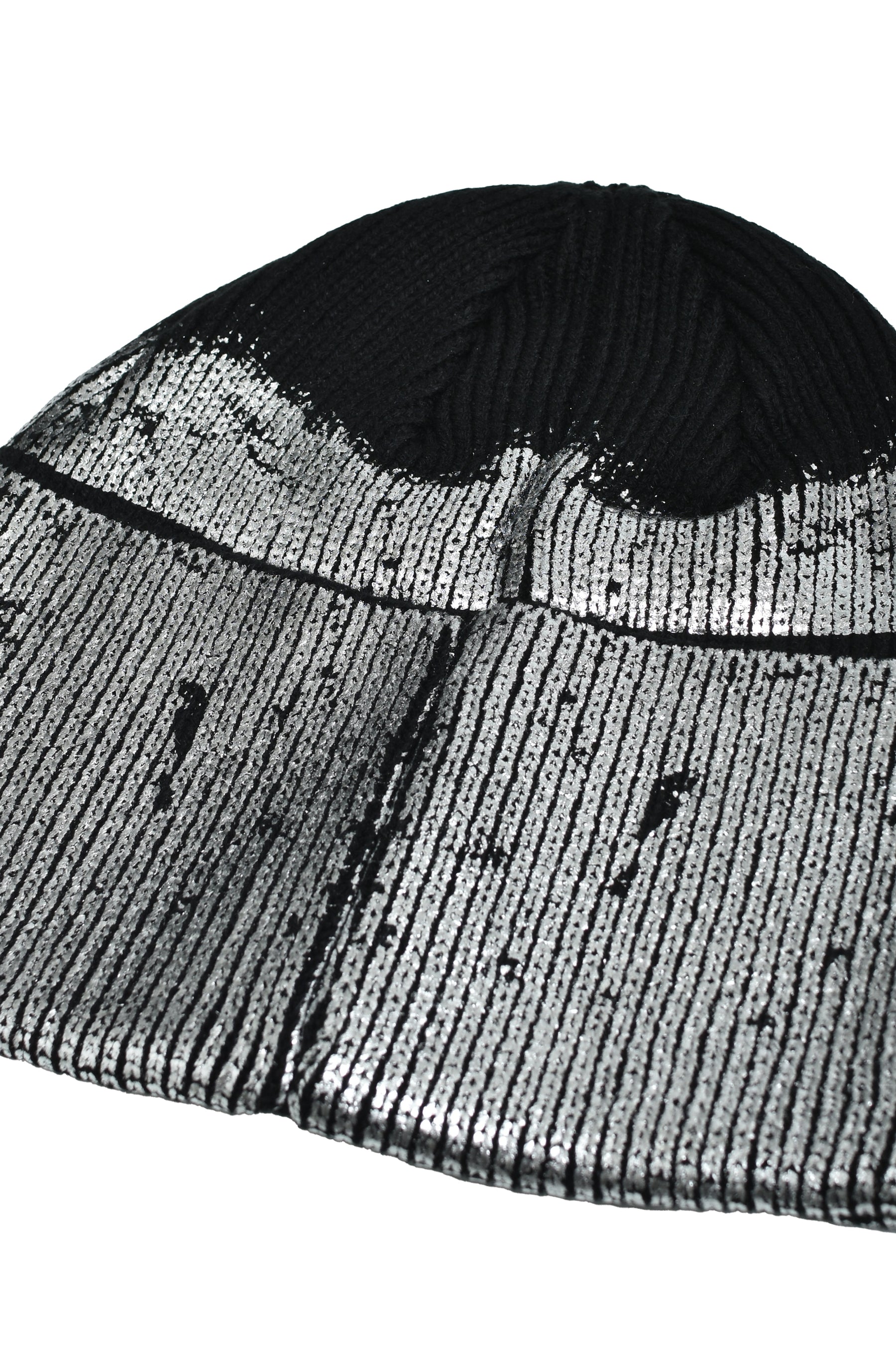 FOIL PRINT KNIT CAP / BLACK