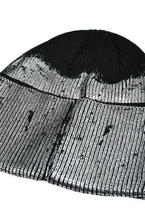 FOIL PRINT KNIT CAP / BLACK