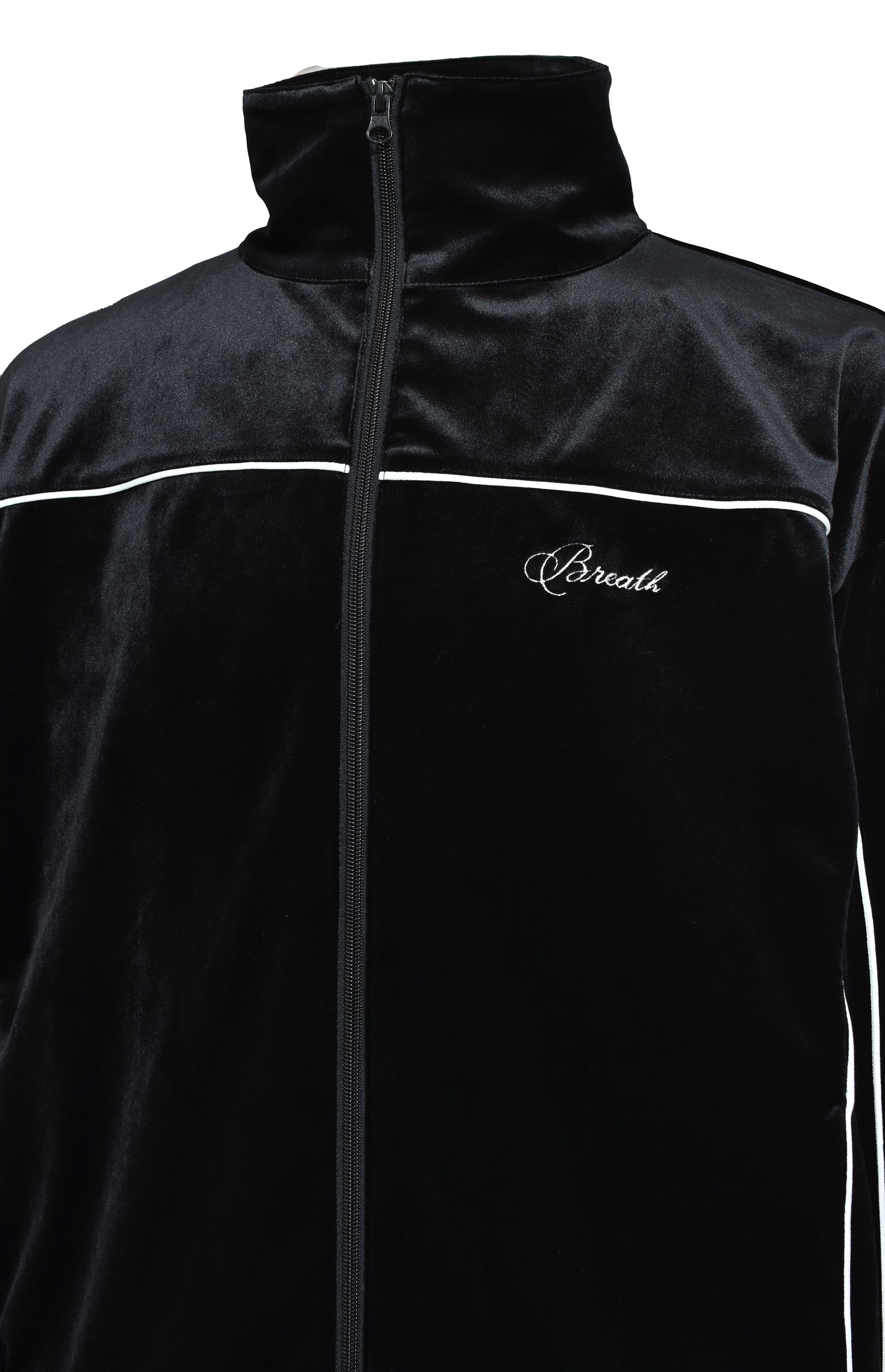 SCRIPT LOGO PIPING VELOR JACKET / BLK