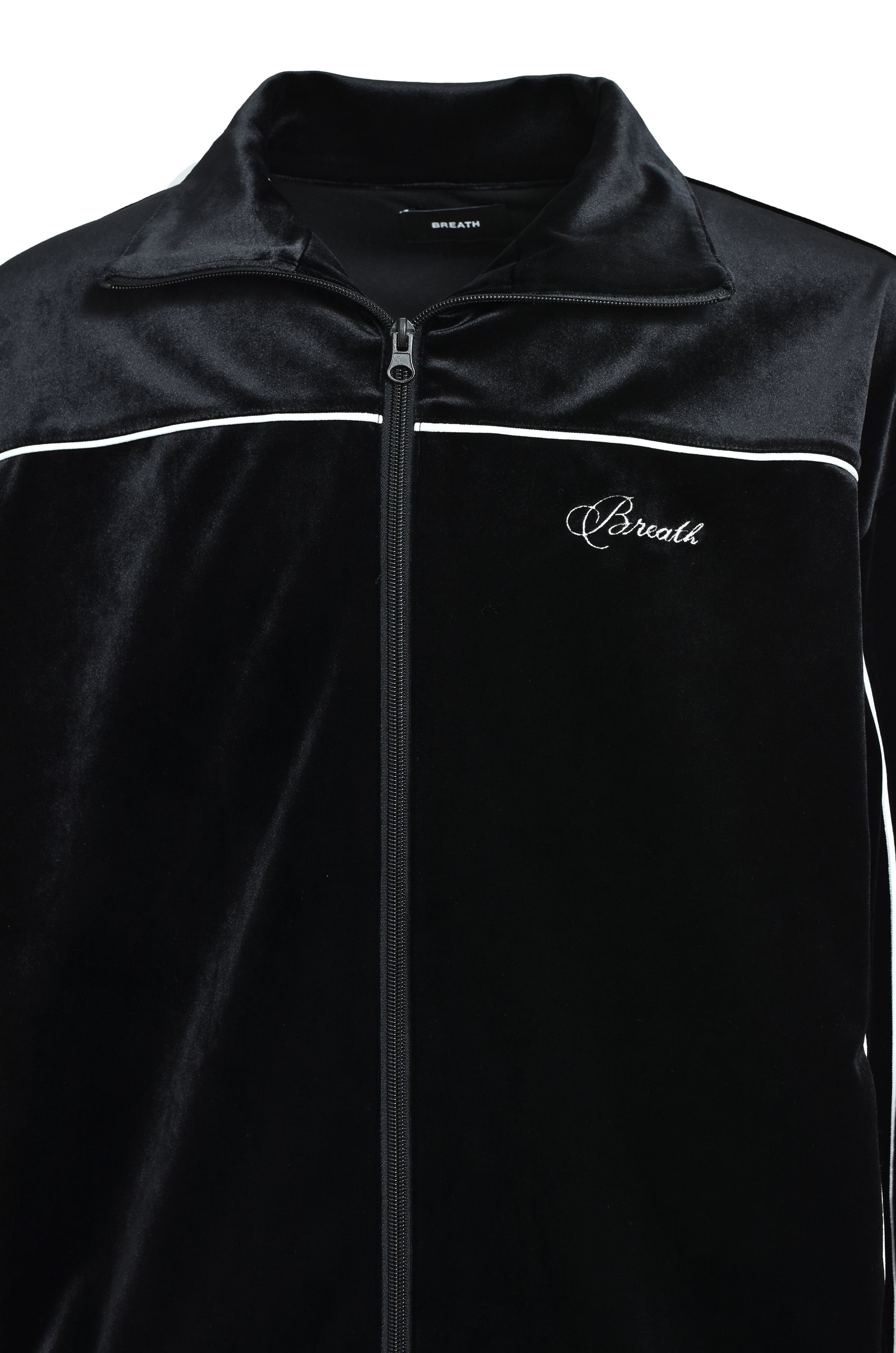 SCRIPT LOGO PIPING VELOR JACKET / BLK