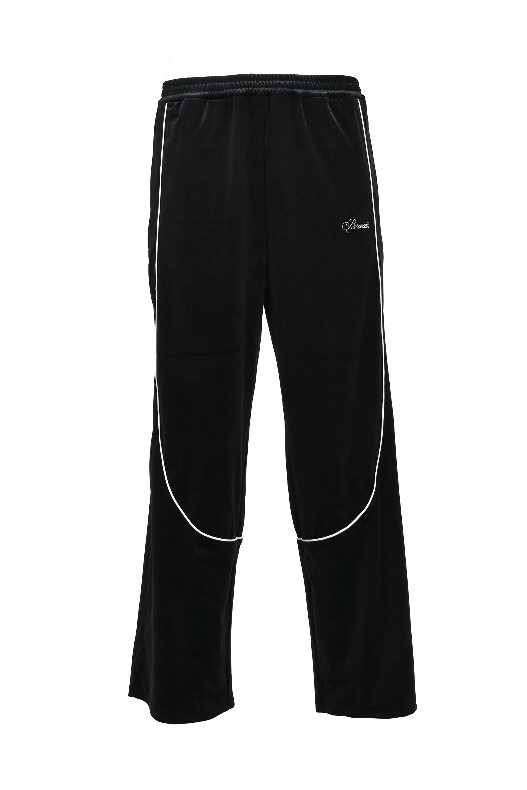 SCRIPT LOGO PIPING VELOR TRACK PANTS / BLK