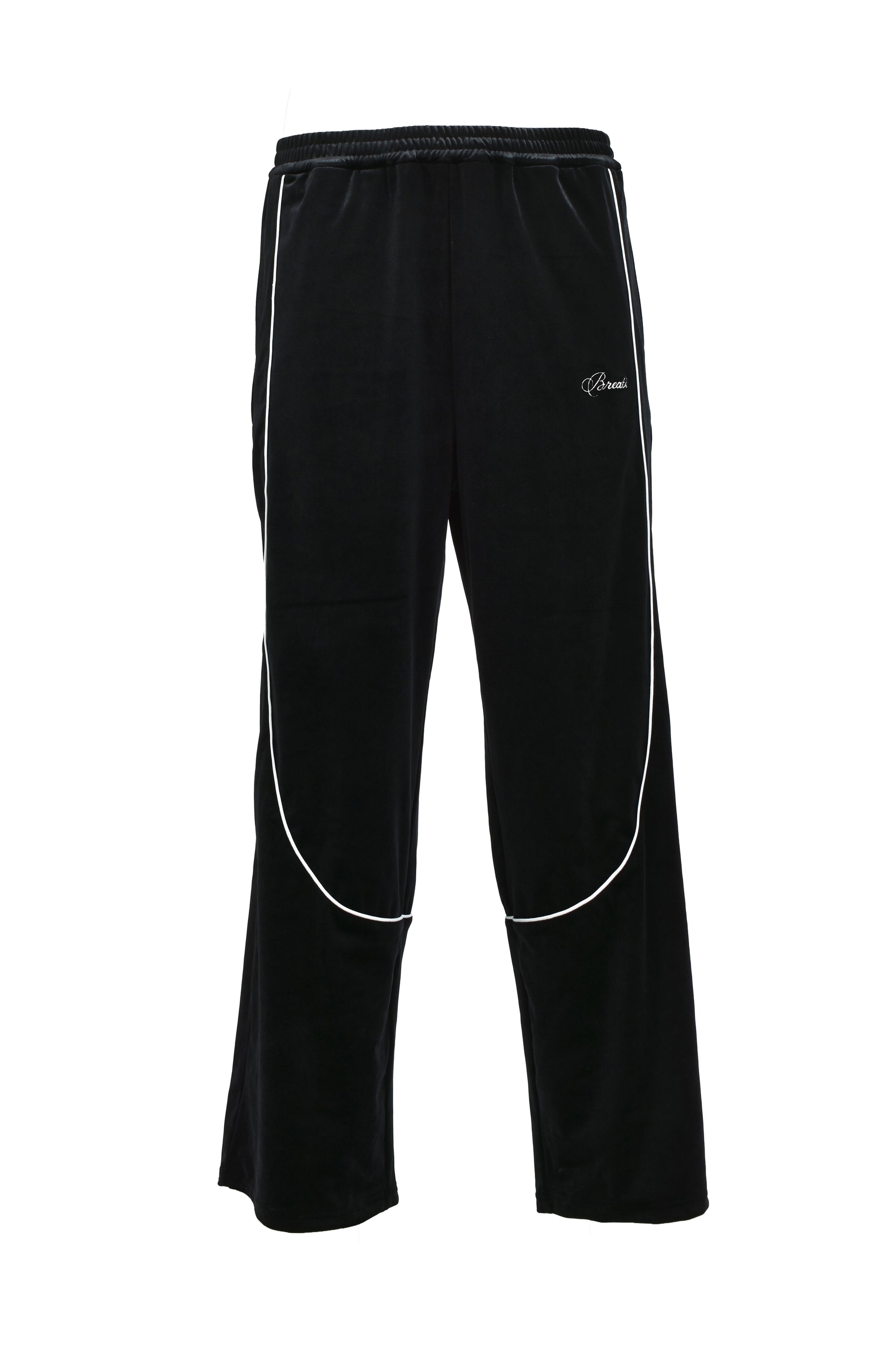 SCRIPT LOGO PIPING VELOUR TRACK PANTS / BLK