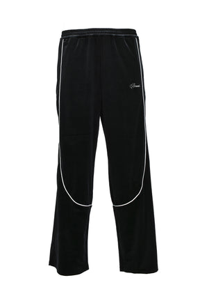 SCRIPT LOGO PIPING VELOR TRACK PANTS / BLK