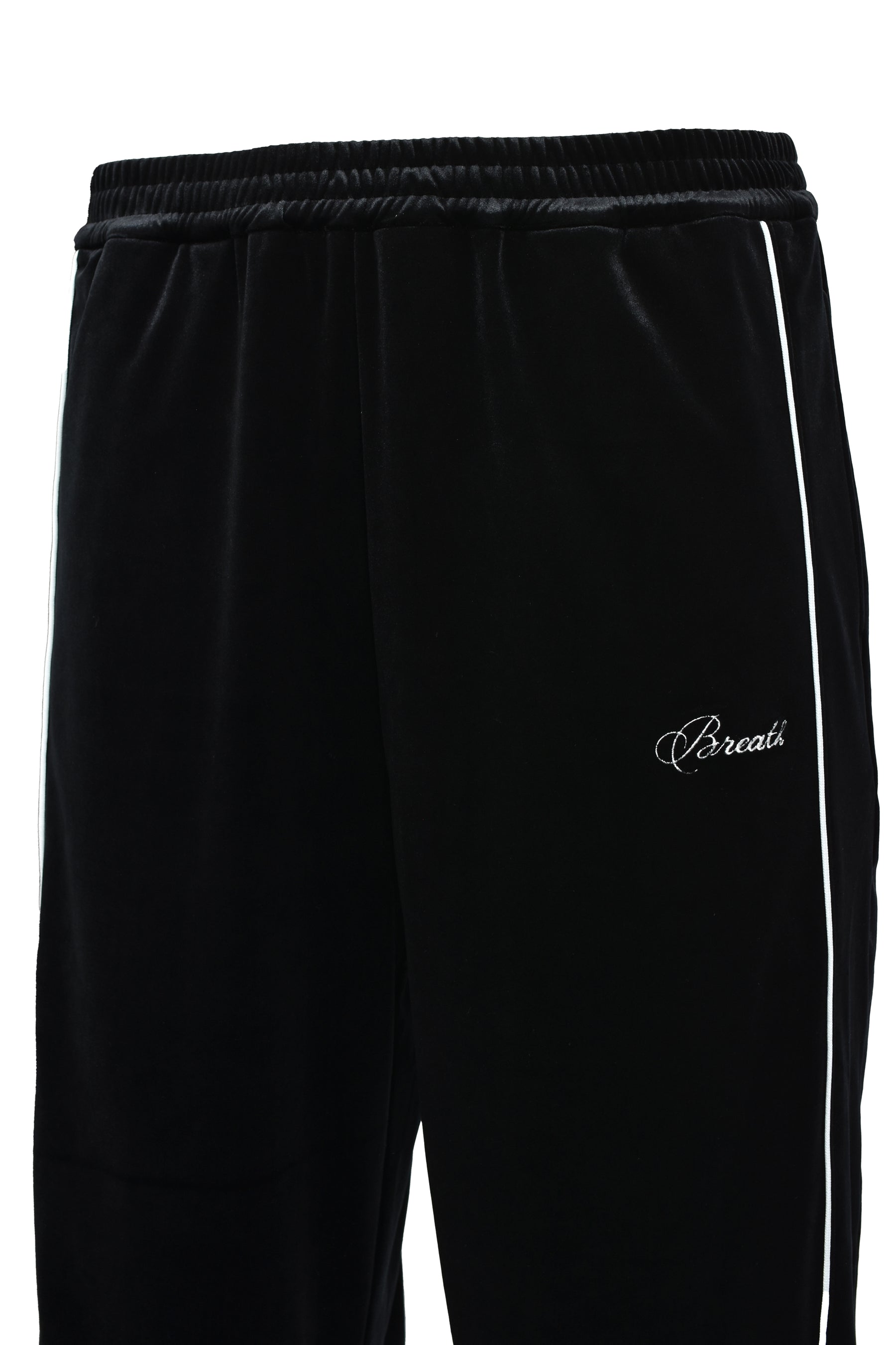 SCRIPT LOGO PIPING VELOR TRACK PANTS / BLK