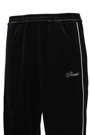 SCRIPT LOGO PIPING VELOR TRACK PANTS / BLK