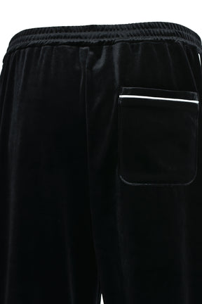 SCRIPT LOGO PIPING VELOR TRACK PANTS / BLK