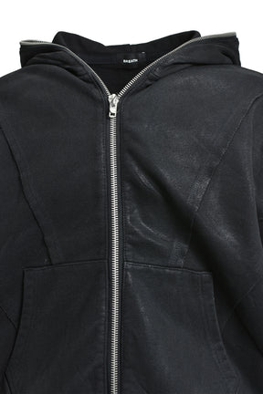 COATING ZIP UP HOODIE / BLACK 