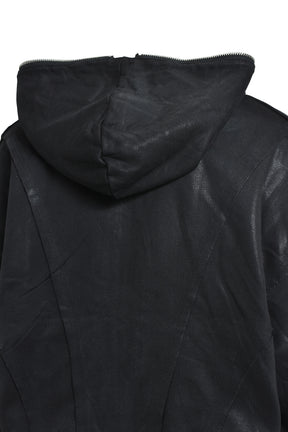 COATING ZIP UP HOODIE / BLACK 