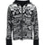 SKULL WASH WAFFLE ZIP UP HOODE / BLK