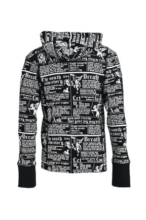 SKULL WASH WAFFLE ZIP UP HOODE / BLK