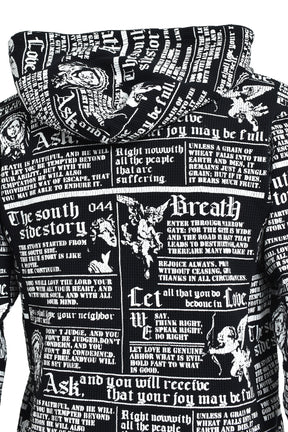 SKULL WASH WAFFLE ZIP UP HOODE / BLK