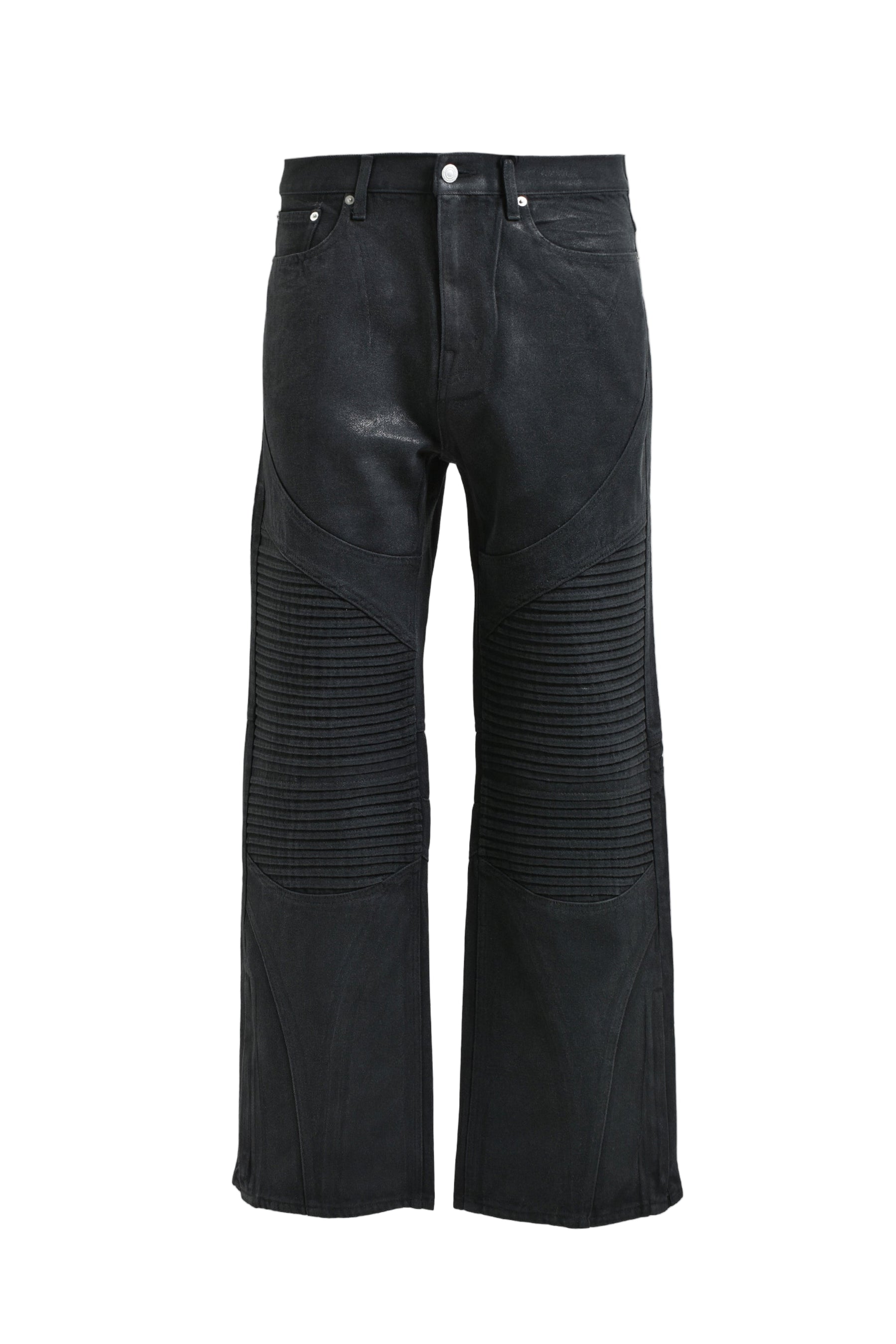 COATING BIKER DENIM PANTS / BLK