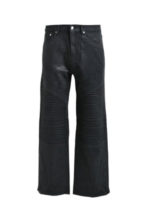 COATING BIKER DENIM PANTS / BLK