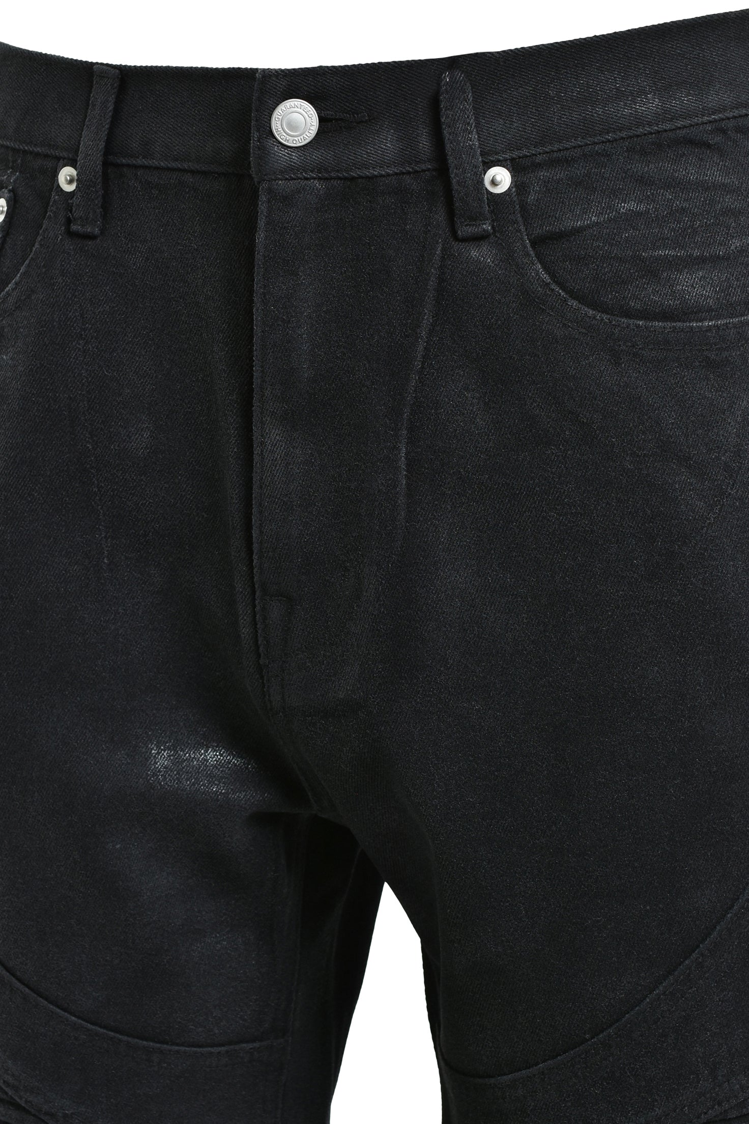 COATING BIKER DENIM PANTS / BLK