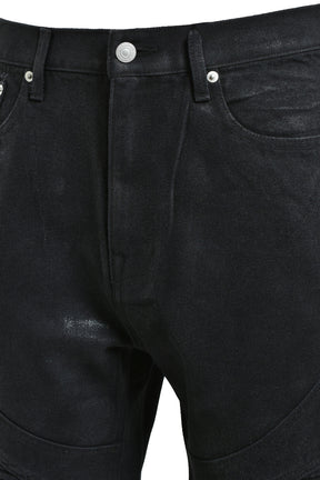COATING BIKER DENIM PANTS / BLK