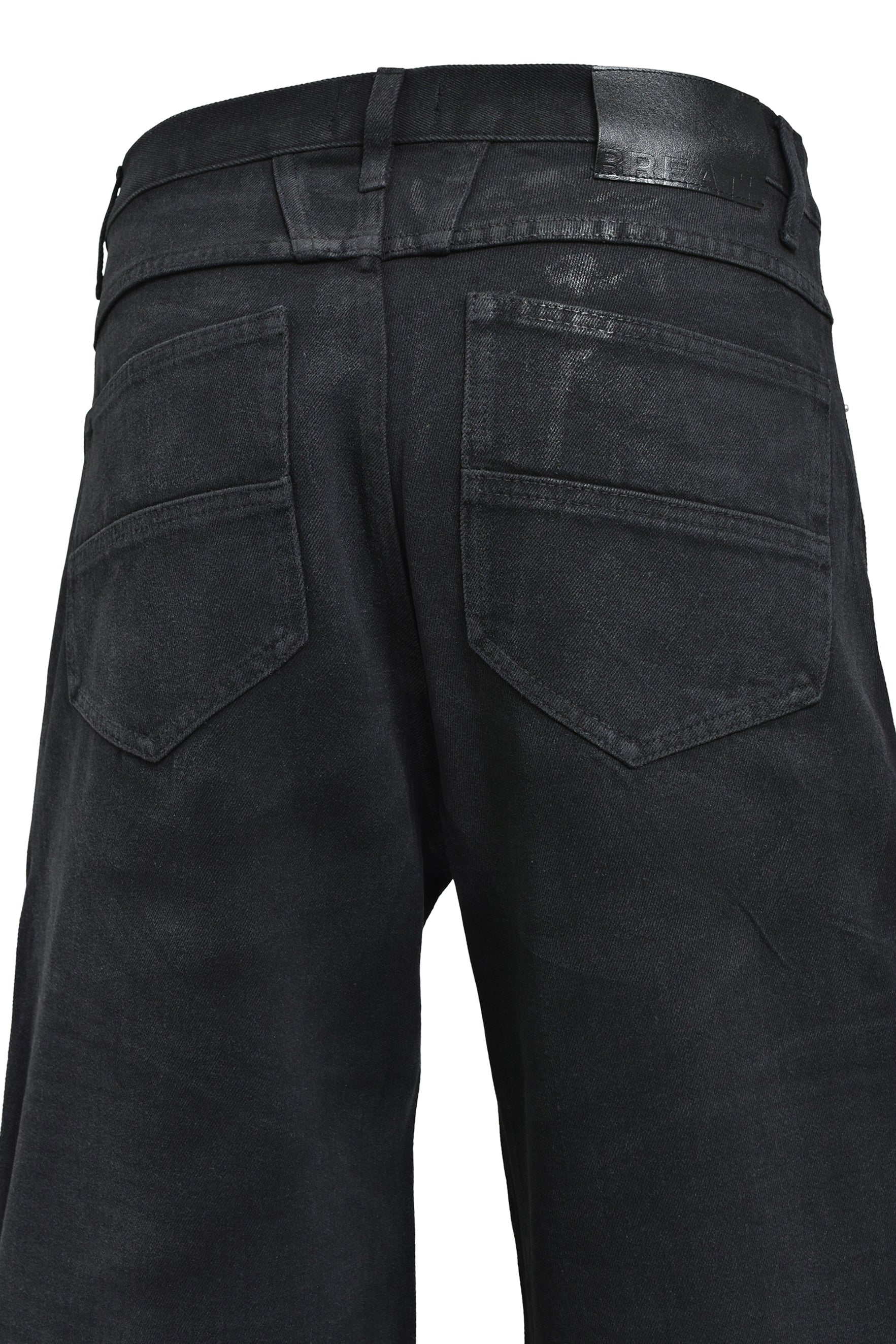 COATING BIKER DENIM PANTS / BLK