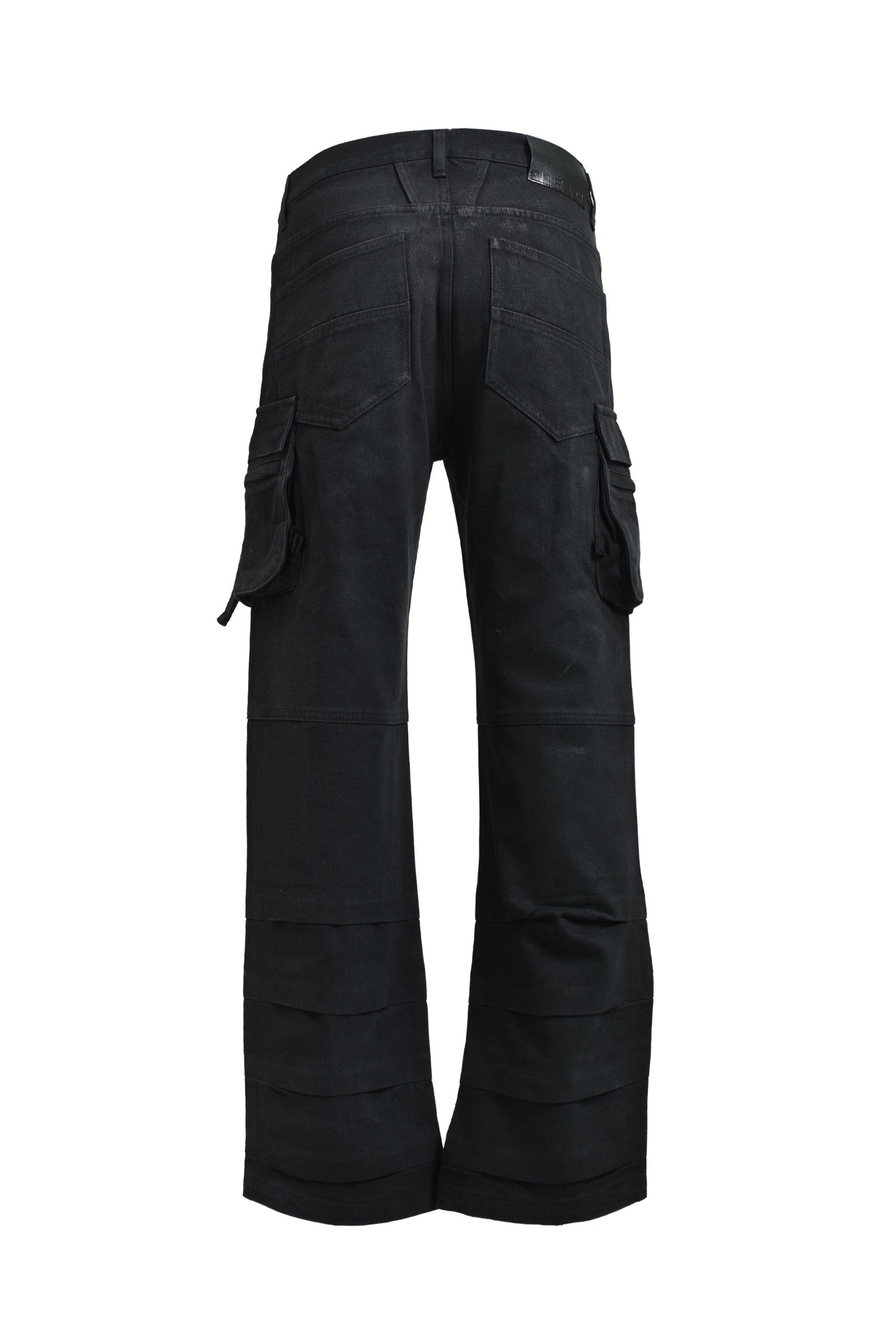 COATING DOUBLE KNEE FLARE DENIM / BLK