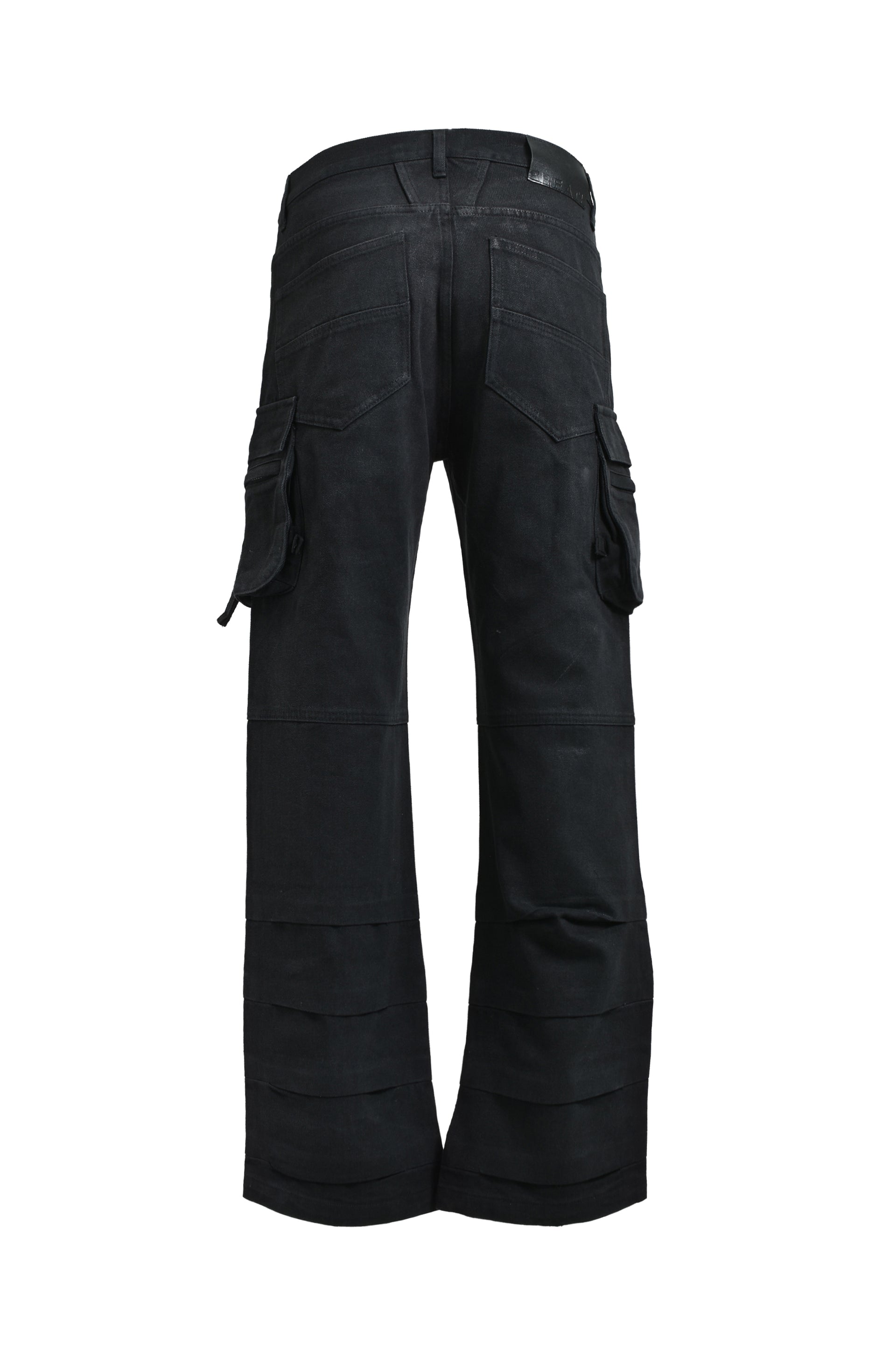 COATING DOUBLE KNEE FLARE DENIM / BLK