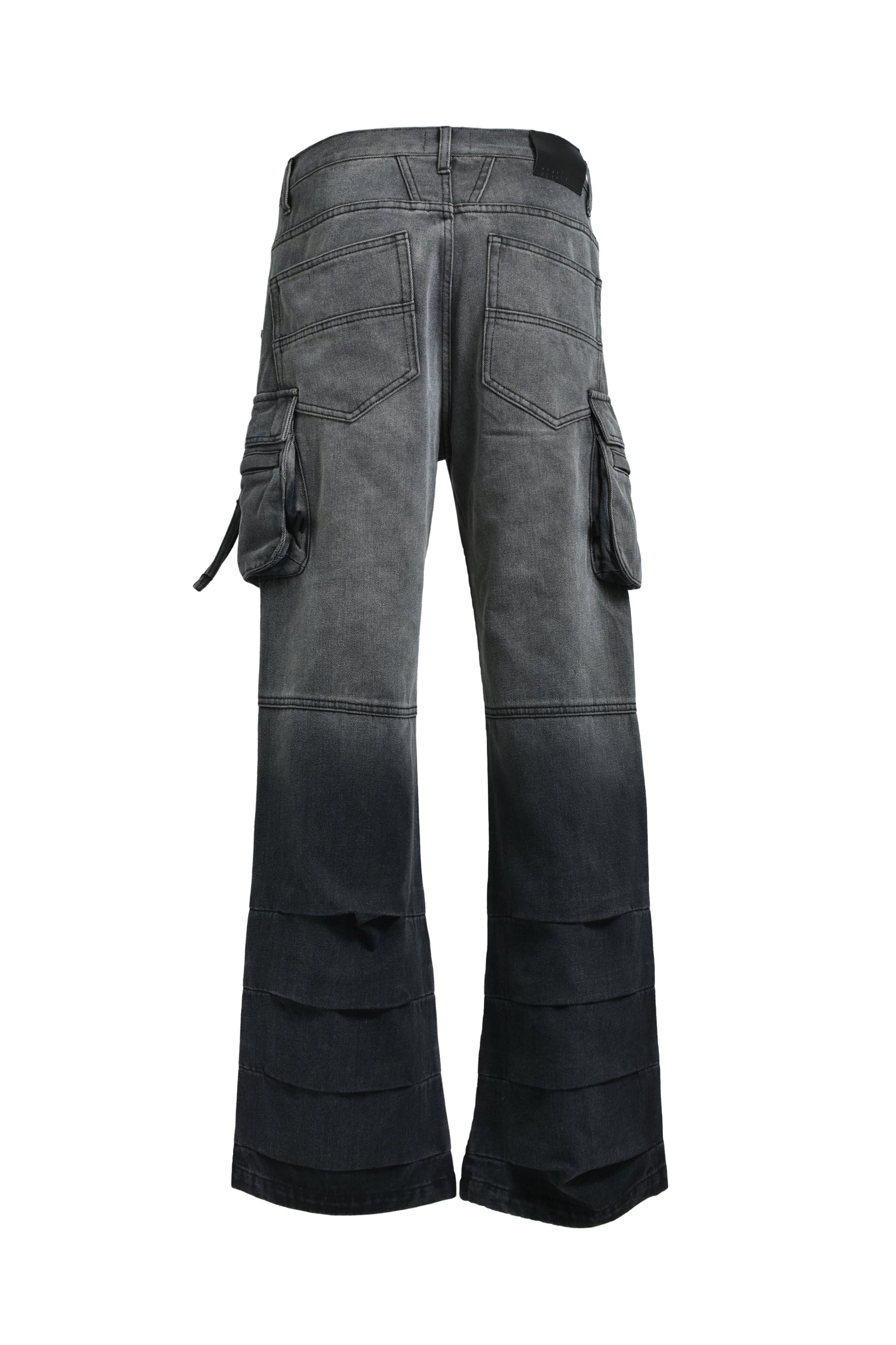 BLEACH DOUBLE KNEE FLARE DENIM / BLK