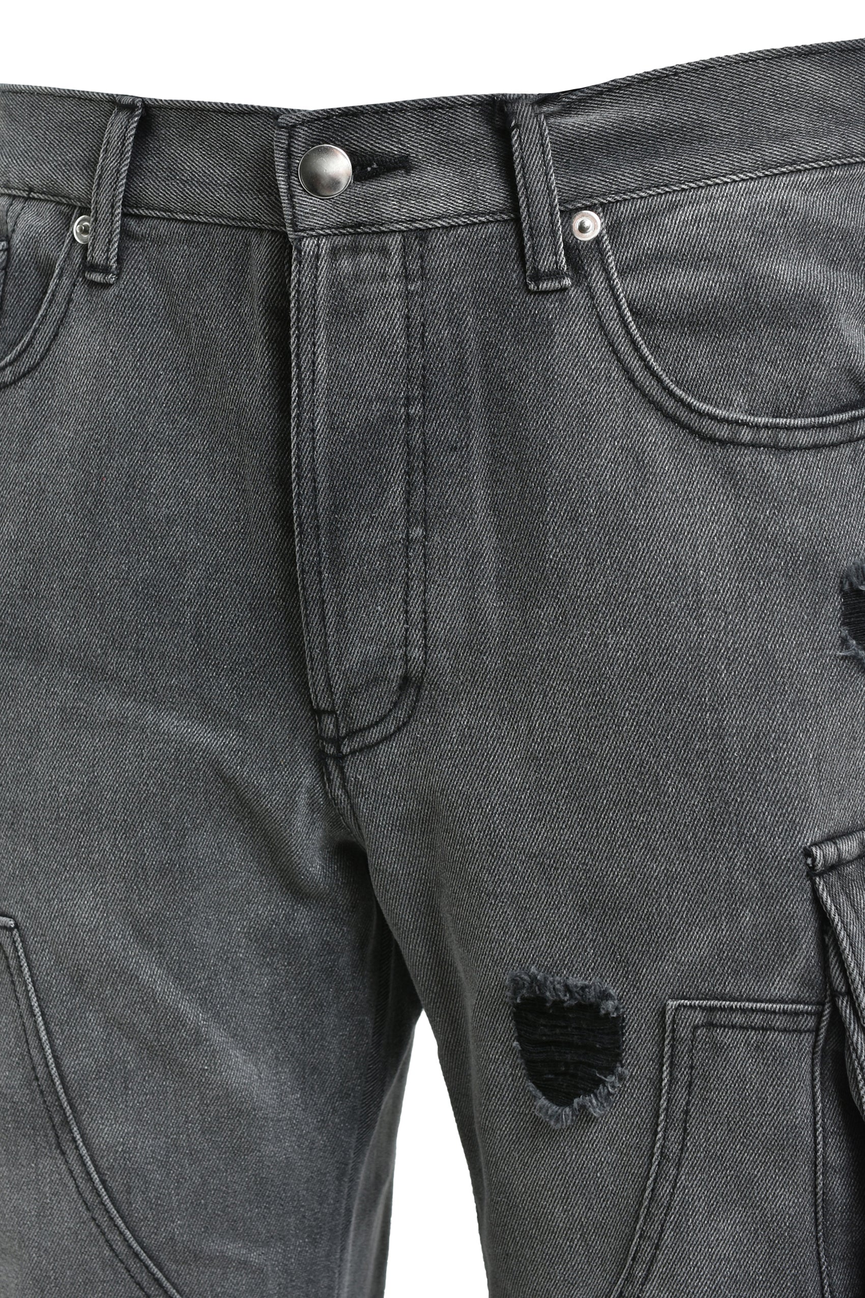 BLEACH DOUBLE KNEE FLARE DENIM / BLK