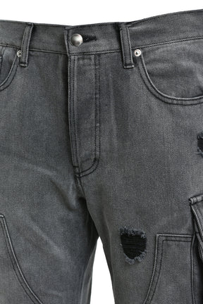 BLEACH DOUBLE KNEE FLARE DENIM / BLK