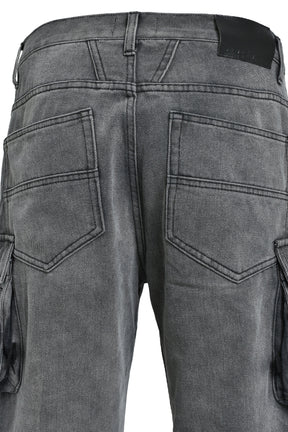 BLEACH DOUBLE KNEE FLARE DENIM / BLK