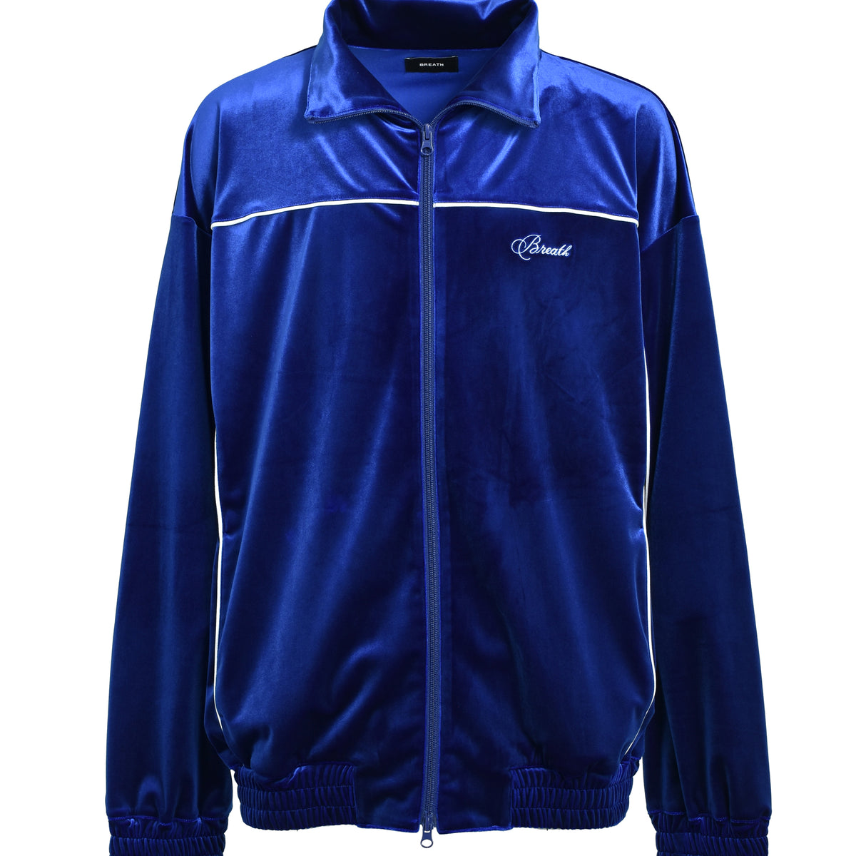 ジャケット・アウター breath velours jacket BREATH ブレス FW25 SCRIPT LOGO PIPING VELOUR JACKET / BLU - NUBIAN