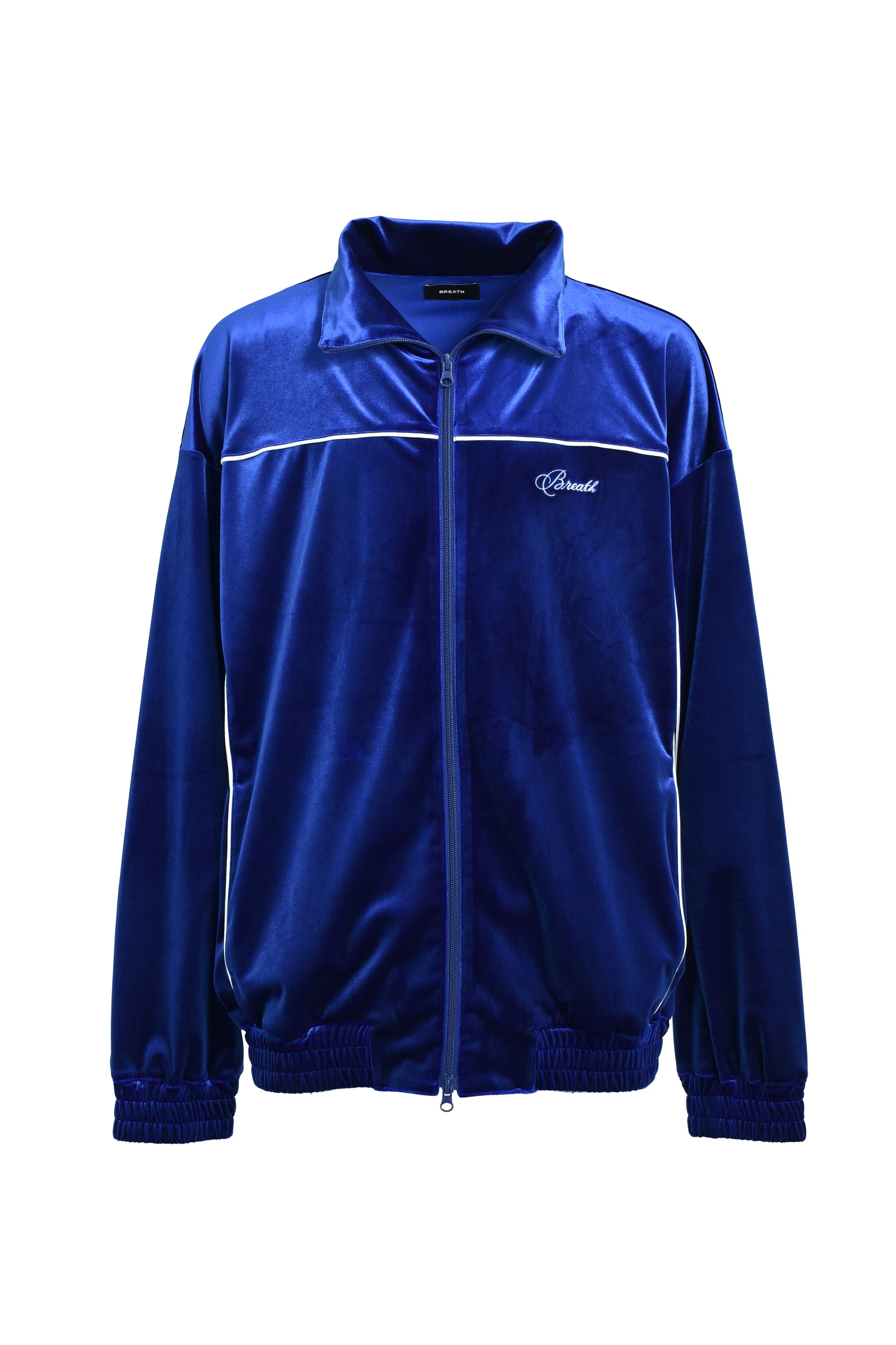 SCRIPT LOGO PIPING VELOR JACKET / BLU 