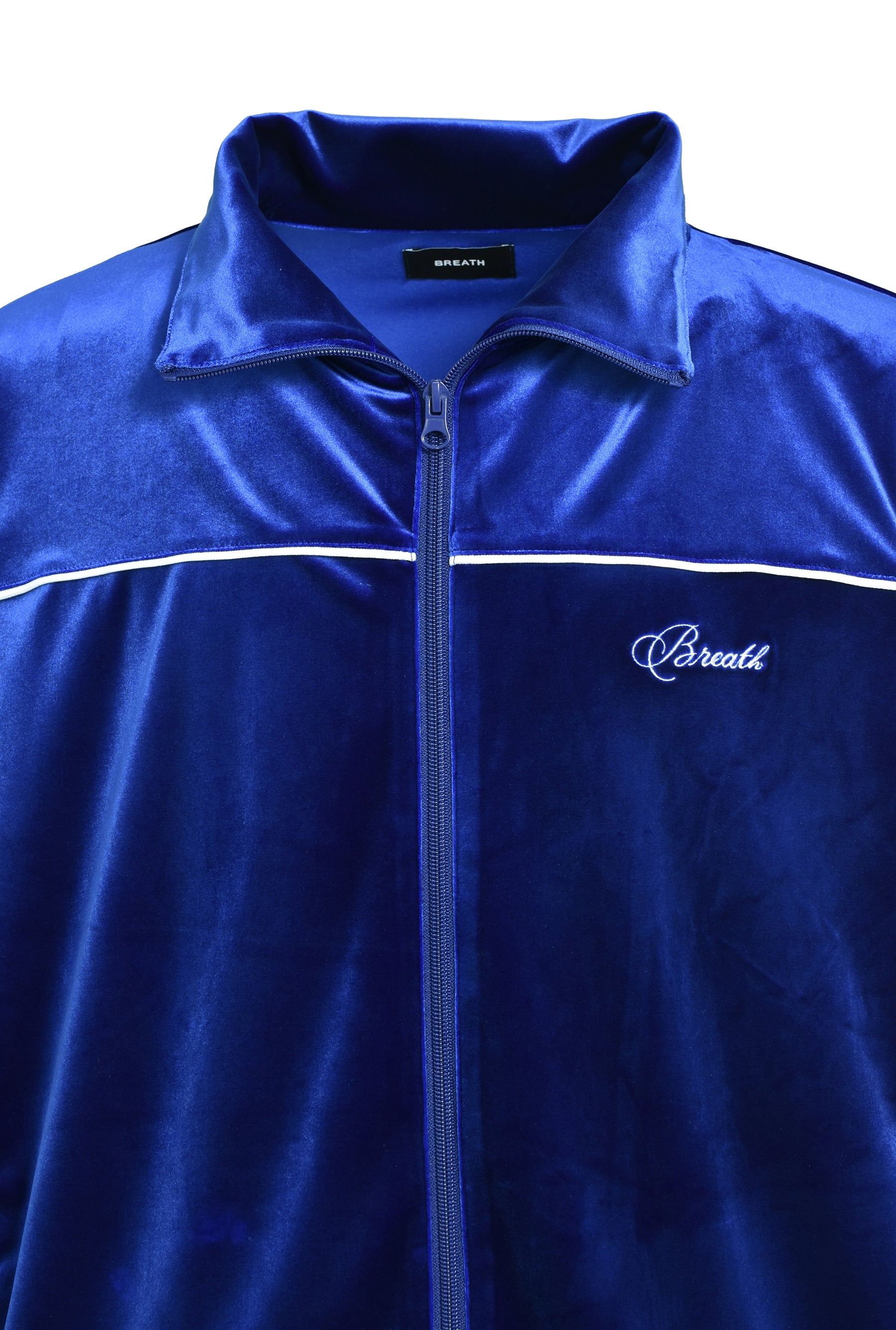 SCRIPT LOGO PIPING VELOR JACKET / BLU 