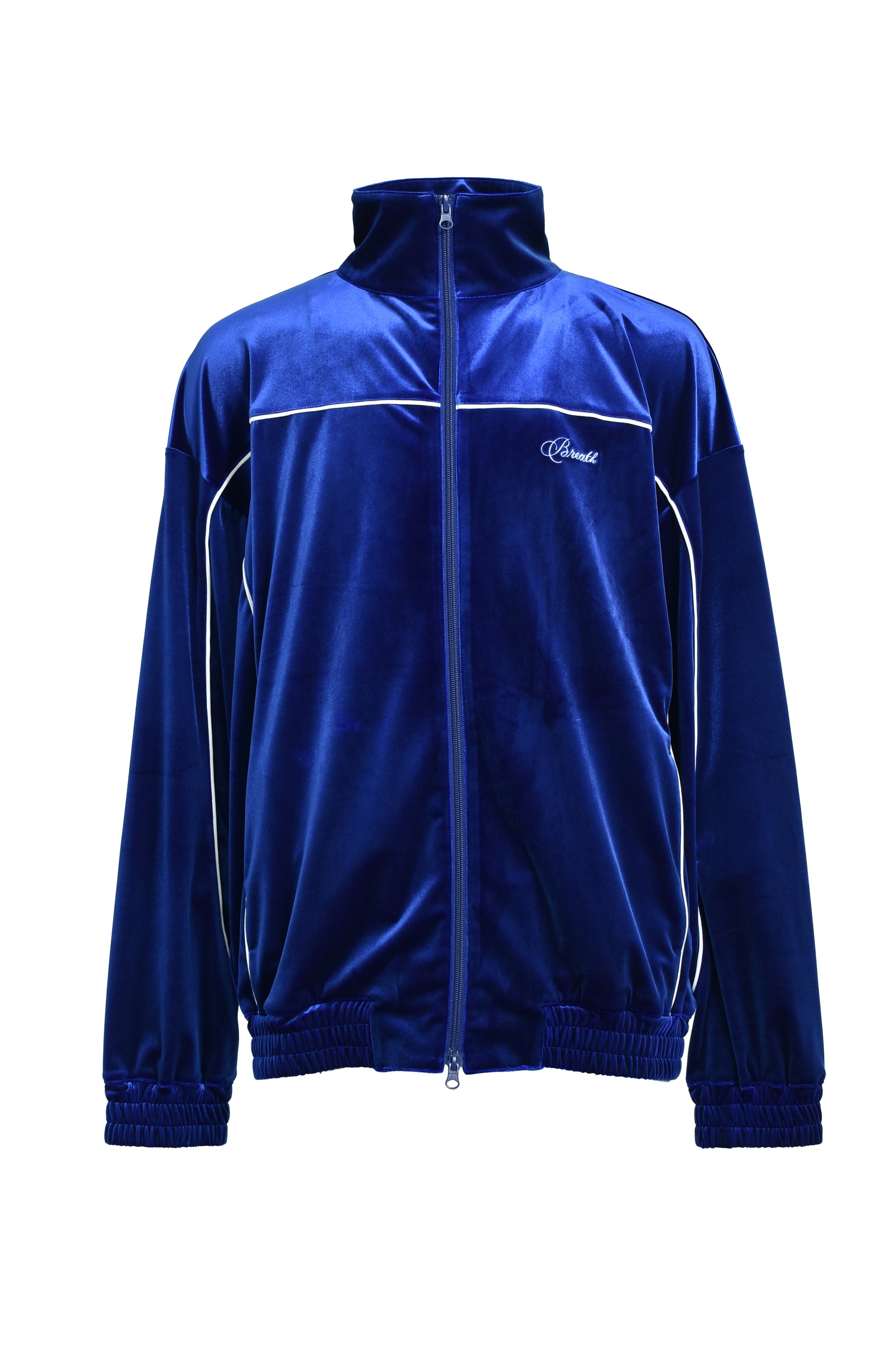 SCRIPT LOGO PIPING VELOUR JACKET / BLU