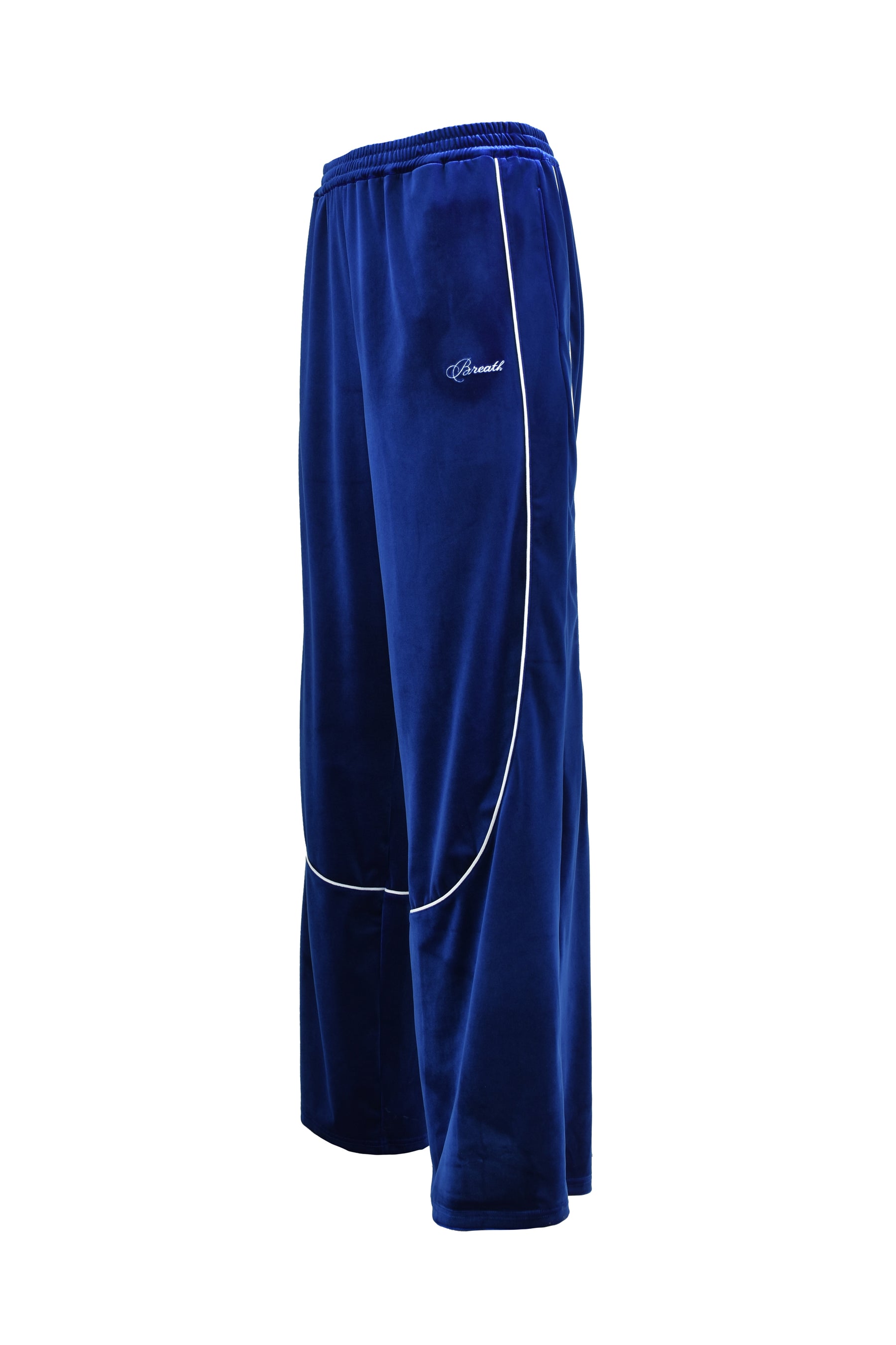 SCRIPT LOGO PIPING VELOUR TRACK PANTS / BLU