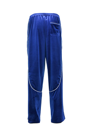 SCRIPT LOGO PIPING VELOUR TRACK PANTS / BLU