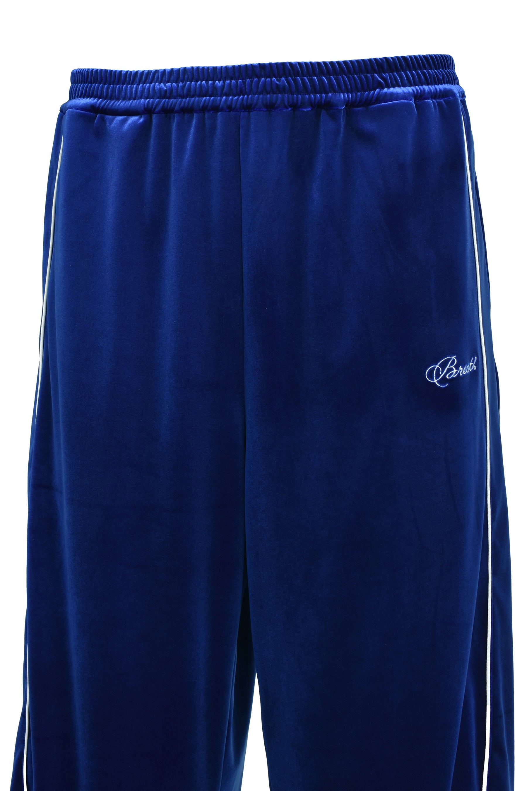SCRIPT LOGO PIPING VELOUR TRACK PANTS / BLU