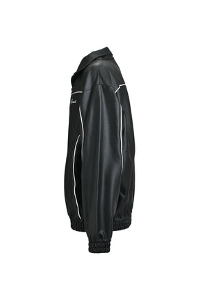 SCRIPT LOGO PIPING COATING TRACK JACKET / BLK 