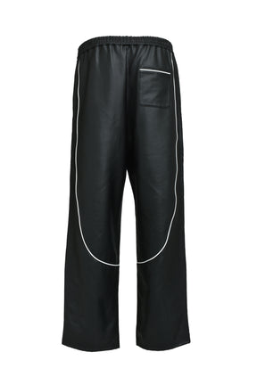 SCRIPT LOGO PIPING COATING TRACK PANTS / BLK