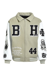 ジャケット・アウター breath velours jacket BREATH ブレス FW25 BH PATCH STADIUM JACKET / BEI - NUBIAN