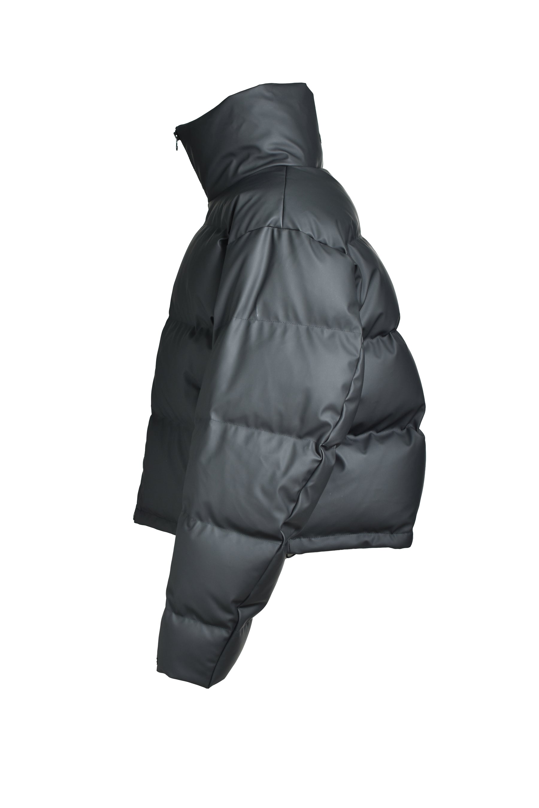 FAUX LEATHER MATTE DOWN JACKET / BLK