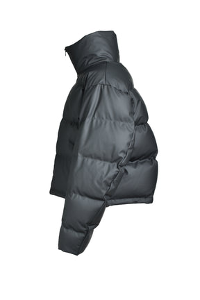 FAUX LEATHER MATTE DOWN JACKET / BLK