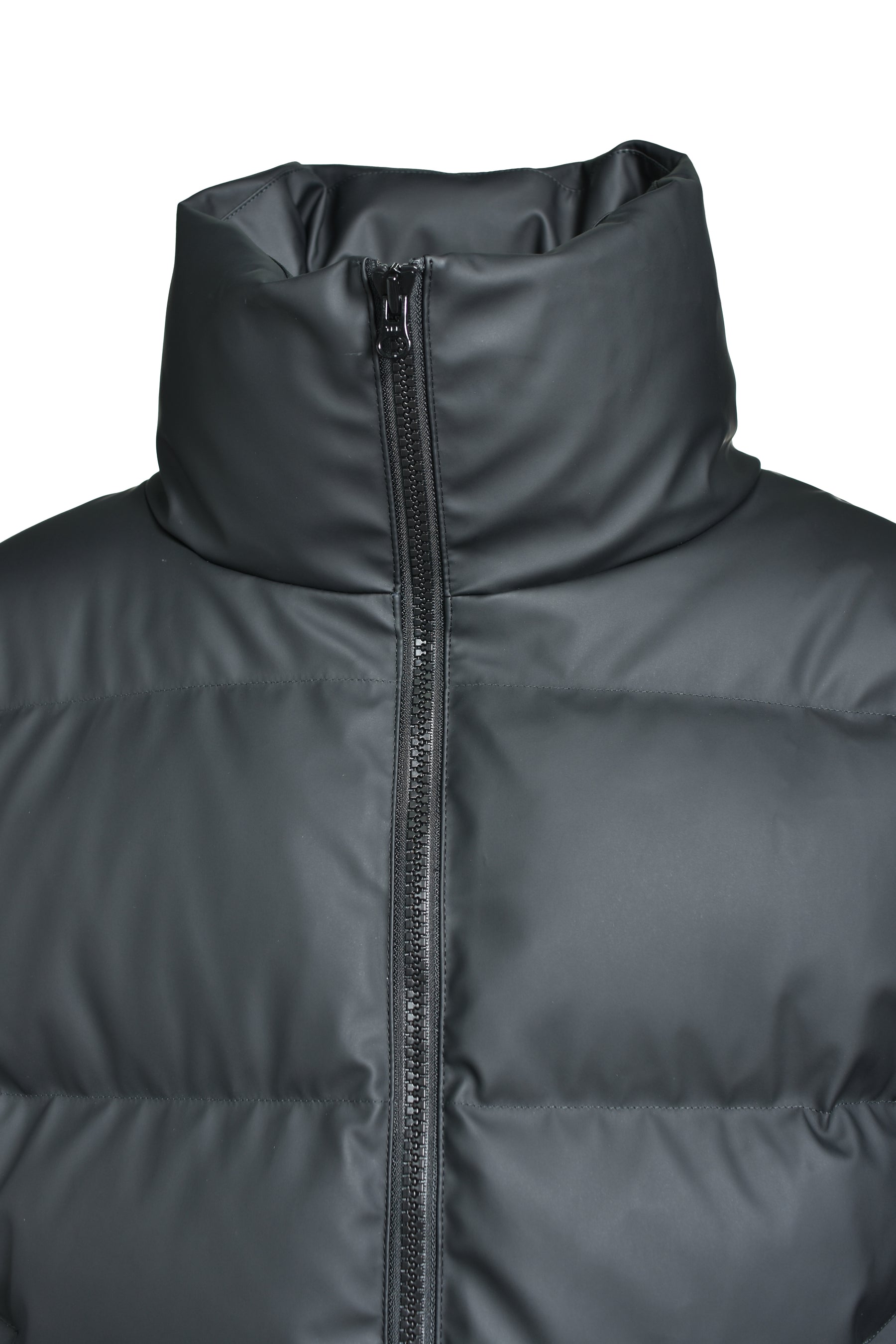 FAUX LEATHER MATTE DOWN JACKET / BLK