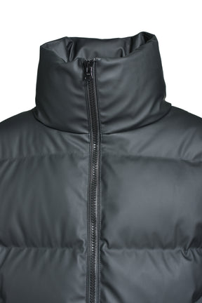 FAUX LEATHER MATTE DOWN JACKET / BLK
