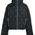 FAUX LEATHER SHINY QUILTING DOWN JACKET / F.BLK