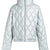 FAUX LEATHER SHINY QUILTING DOWN JACKET / SIL
