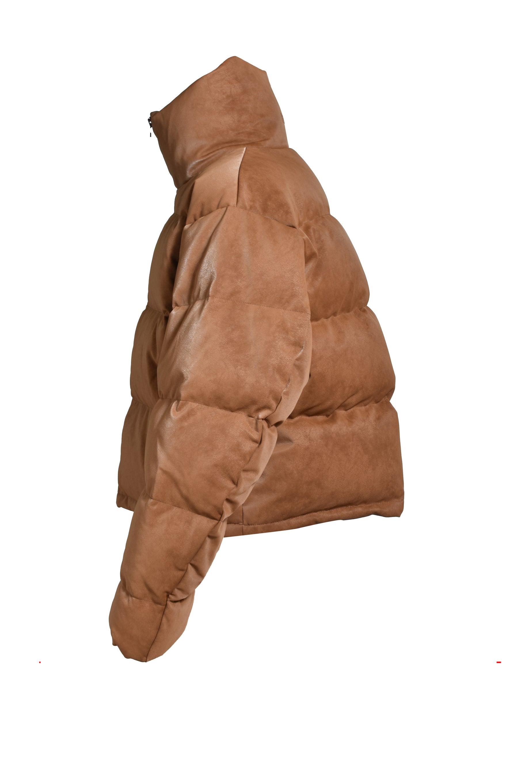 FAUX LEATHER SHRINK DOWN JACKET / BRW 