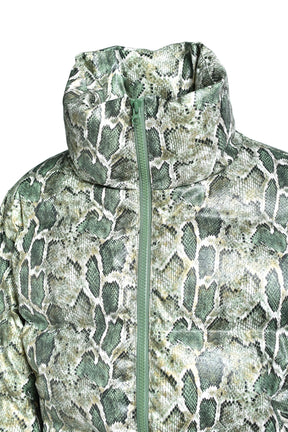 FAUX LEATHER SNAKE DOWN JACKET / GRN SNAKE