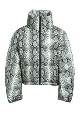 FAUX LEATHER SNAKE DOWN JACKET / GRY SNAKE 