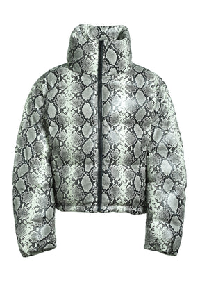 FAUX LEATHER SNAKE DOWN JACKET / GRY SNAKE 