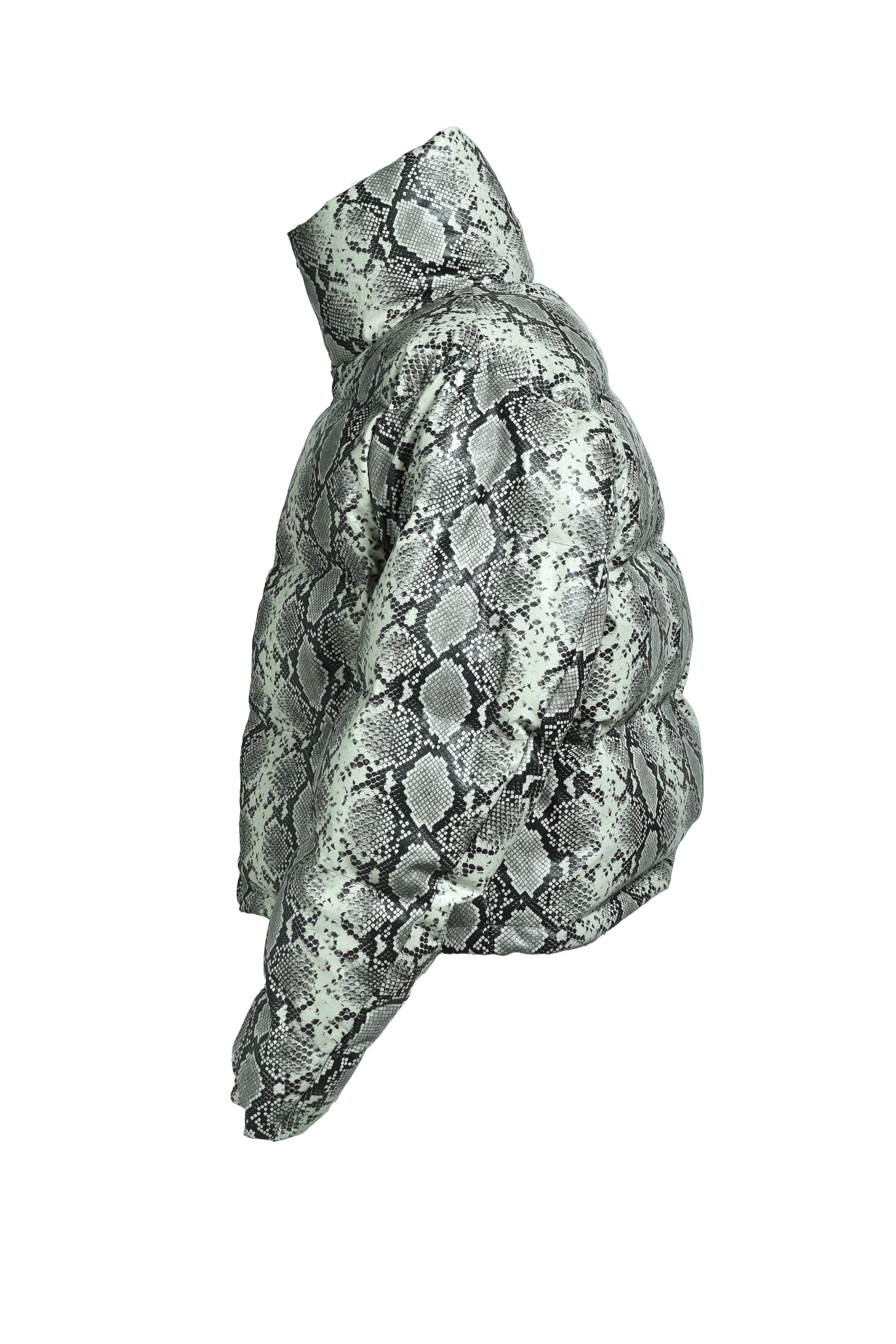 FAUX LEATHER SNAKE DOWN JACKET / GRY SNAKE 